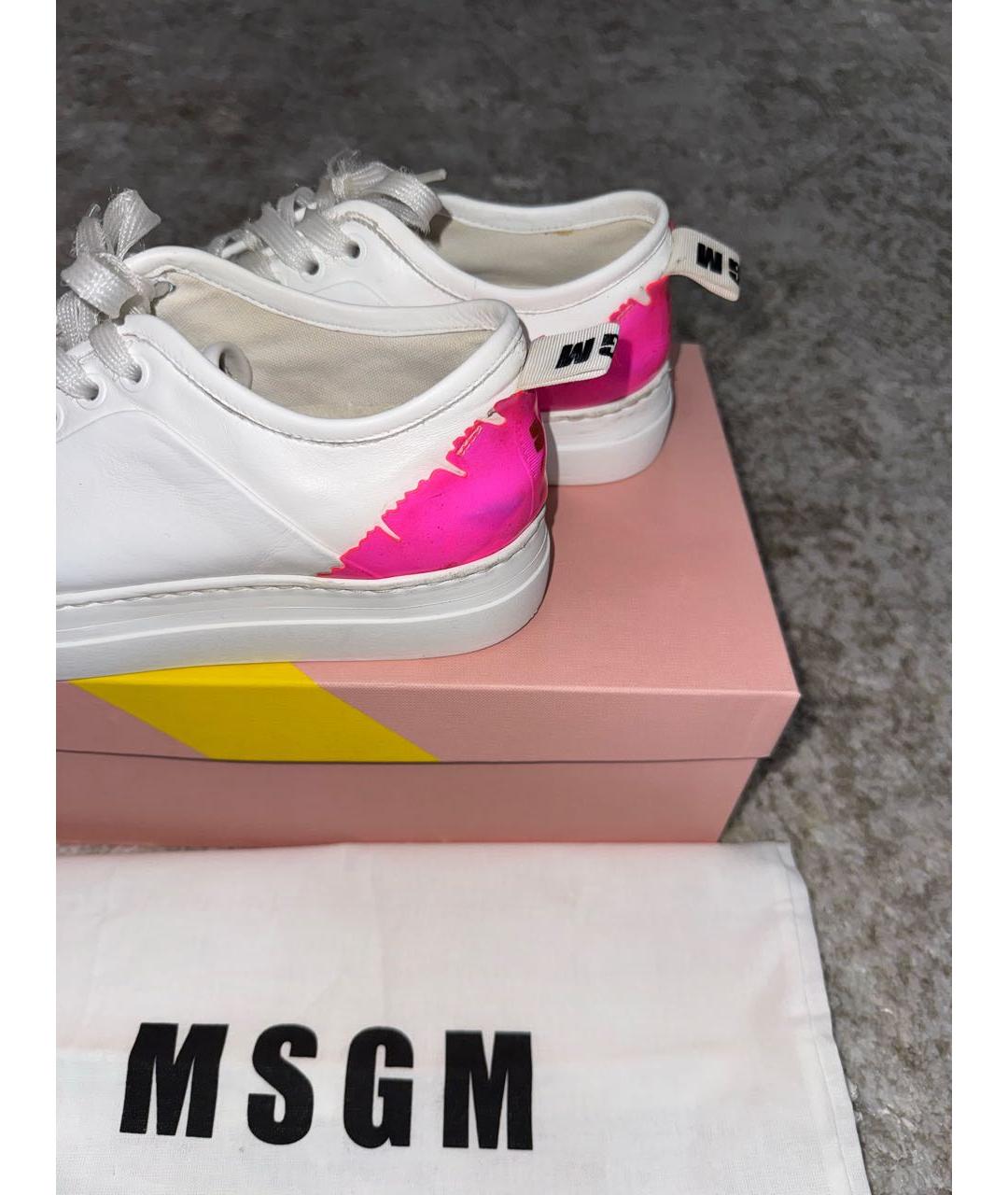 MSGM Белые кожаные кроссовки, фото 2