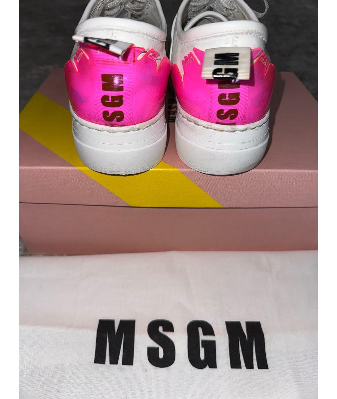 MSGM Белые кожаные кроссовки, фото 4