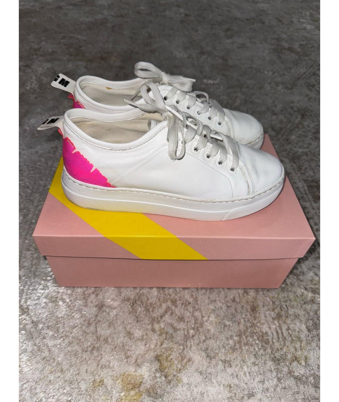 MSGM Белые кожаные кроссовки, фото 5
