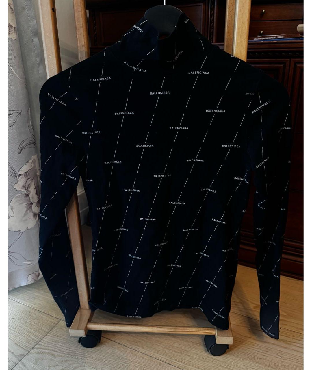 BALENCIAGA Черная хлопко-эластановая водолазка, фото 2