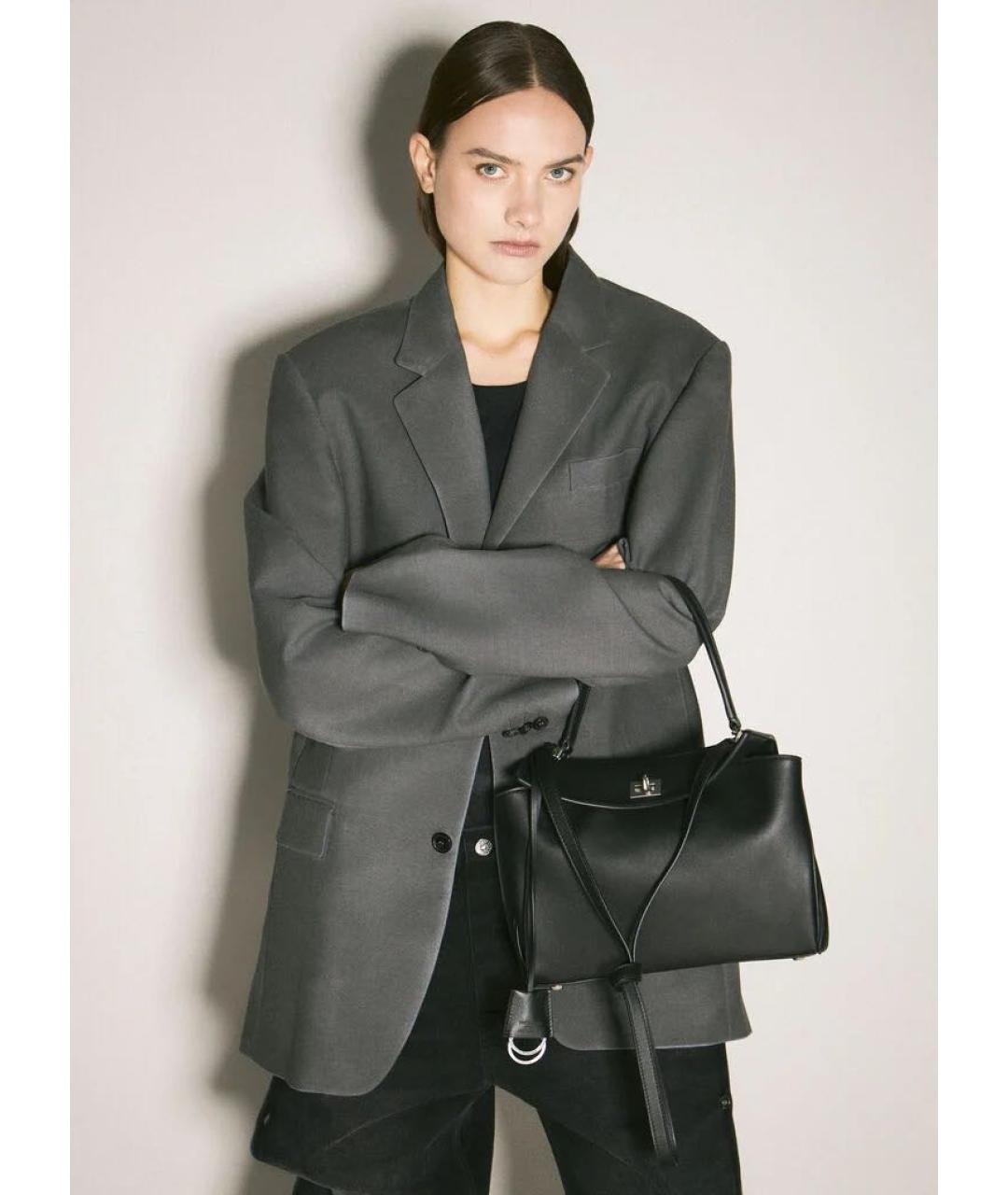 BALENCIAGA Черная кожаная сумка через плечо, фото 5
