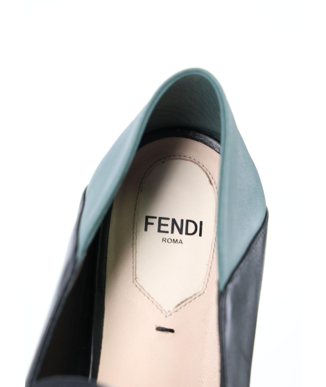 FENDI Черные кожаные лоферы, фото 5