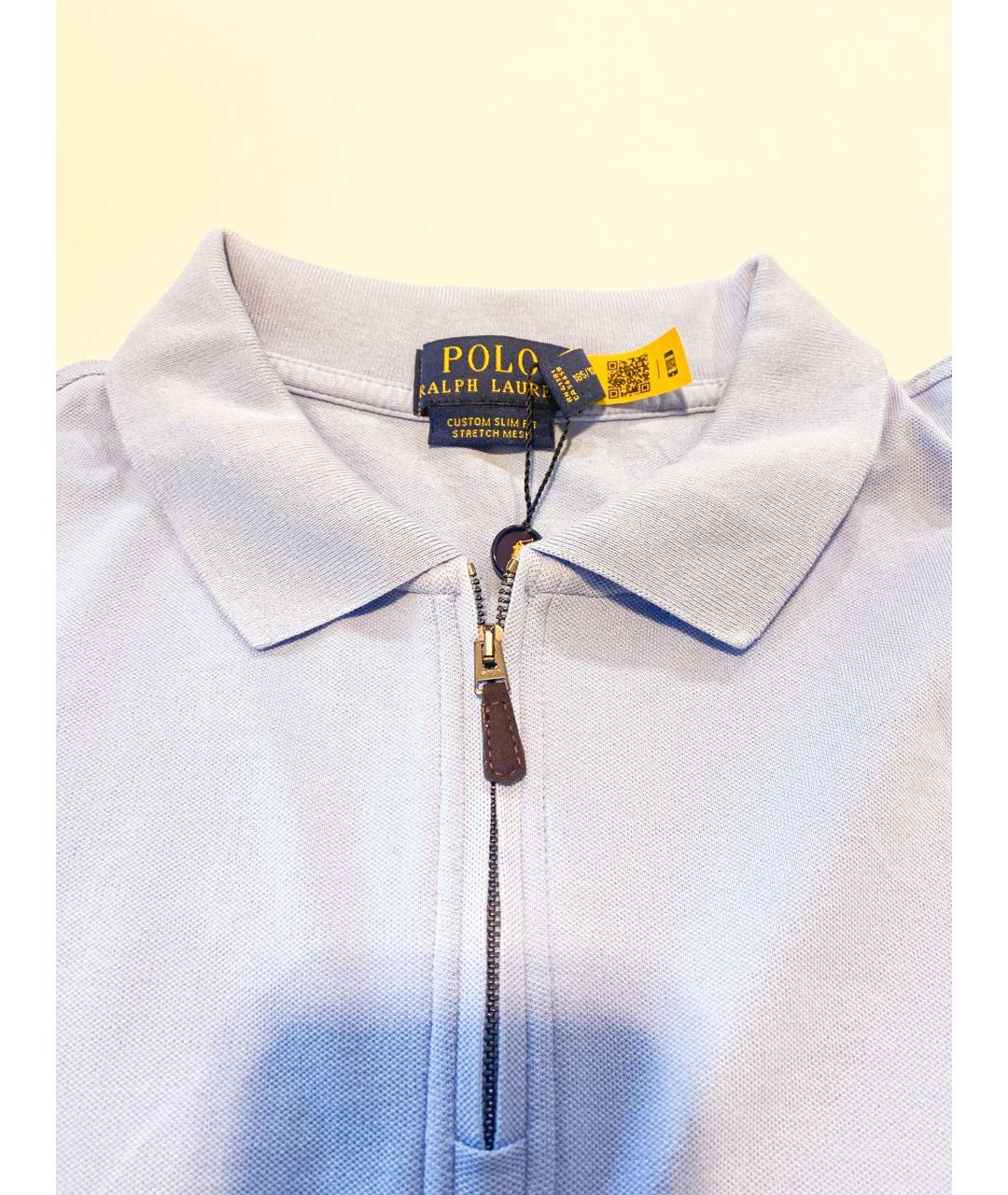 POLO RALPH LAUREN Голубое хлопковое поло с коротким рукавом, фото 2