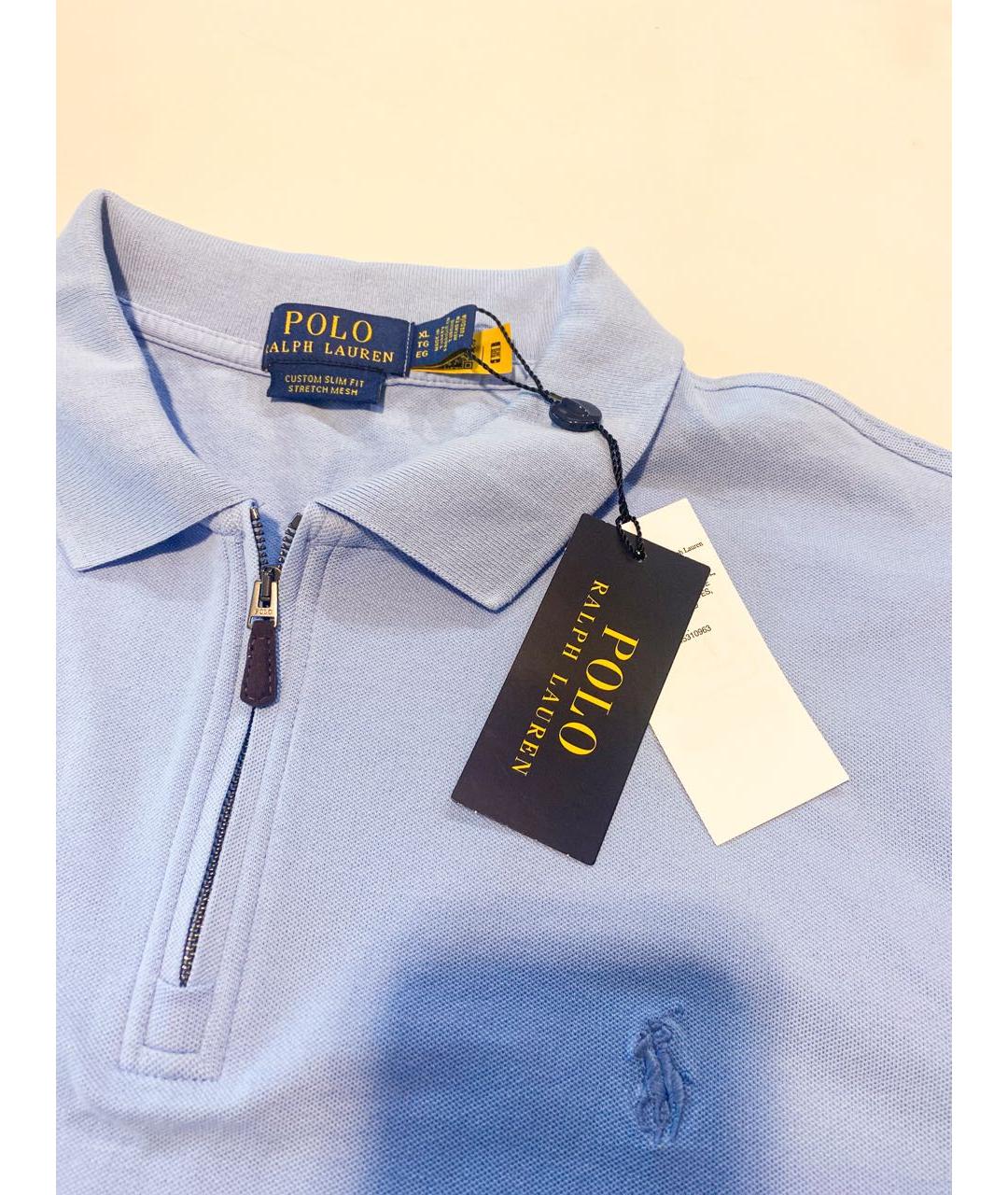 POLO RALPH LAUREN Голубое хлопковое поло с коротким рукавом, фото 4