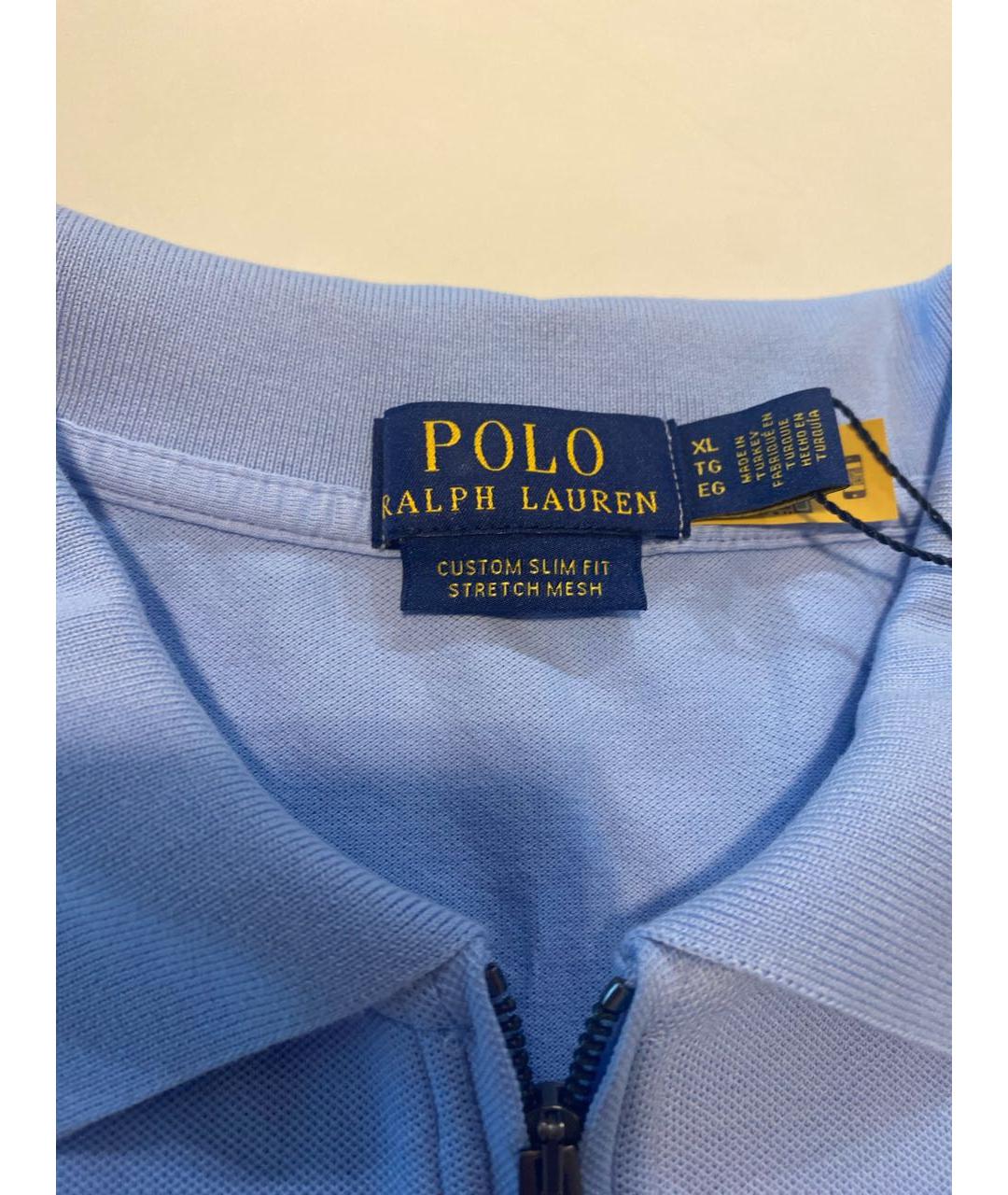 POLO RALPH LAUREN Голубое хлопковое поло с коротким рукавом, фото 5