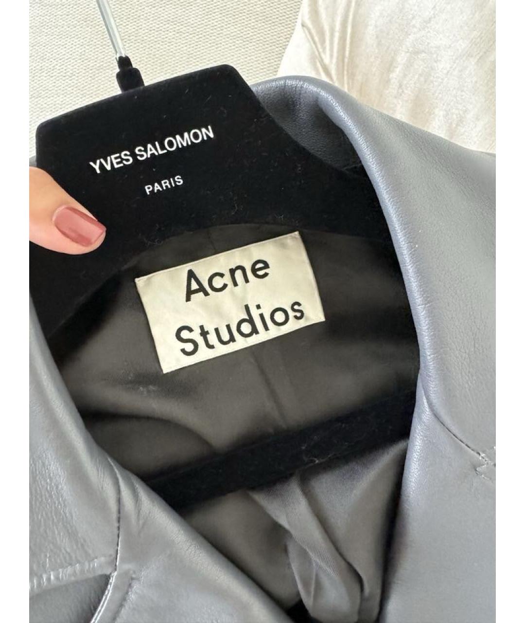 ACNE STUDIOS Серая кожаная куртка, фото 6