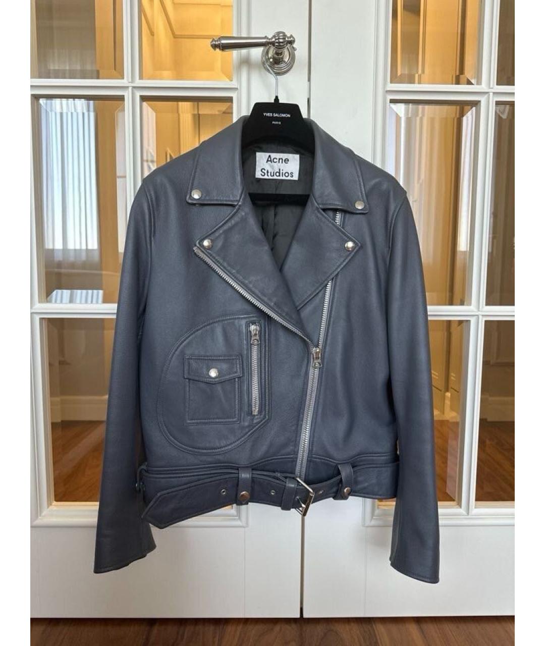 ACNE STUDIOS Серая кожаная куртка, фото 3