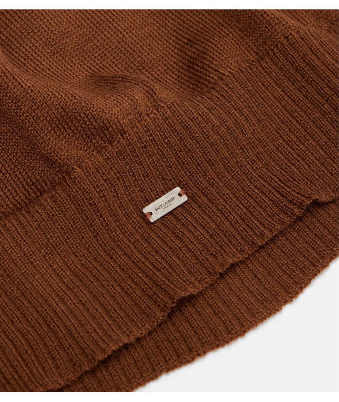 SAINT LAURENT Коричневая шапка, фото 3