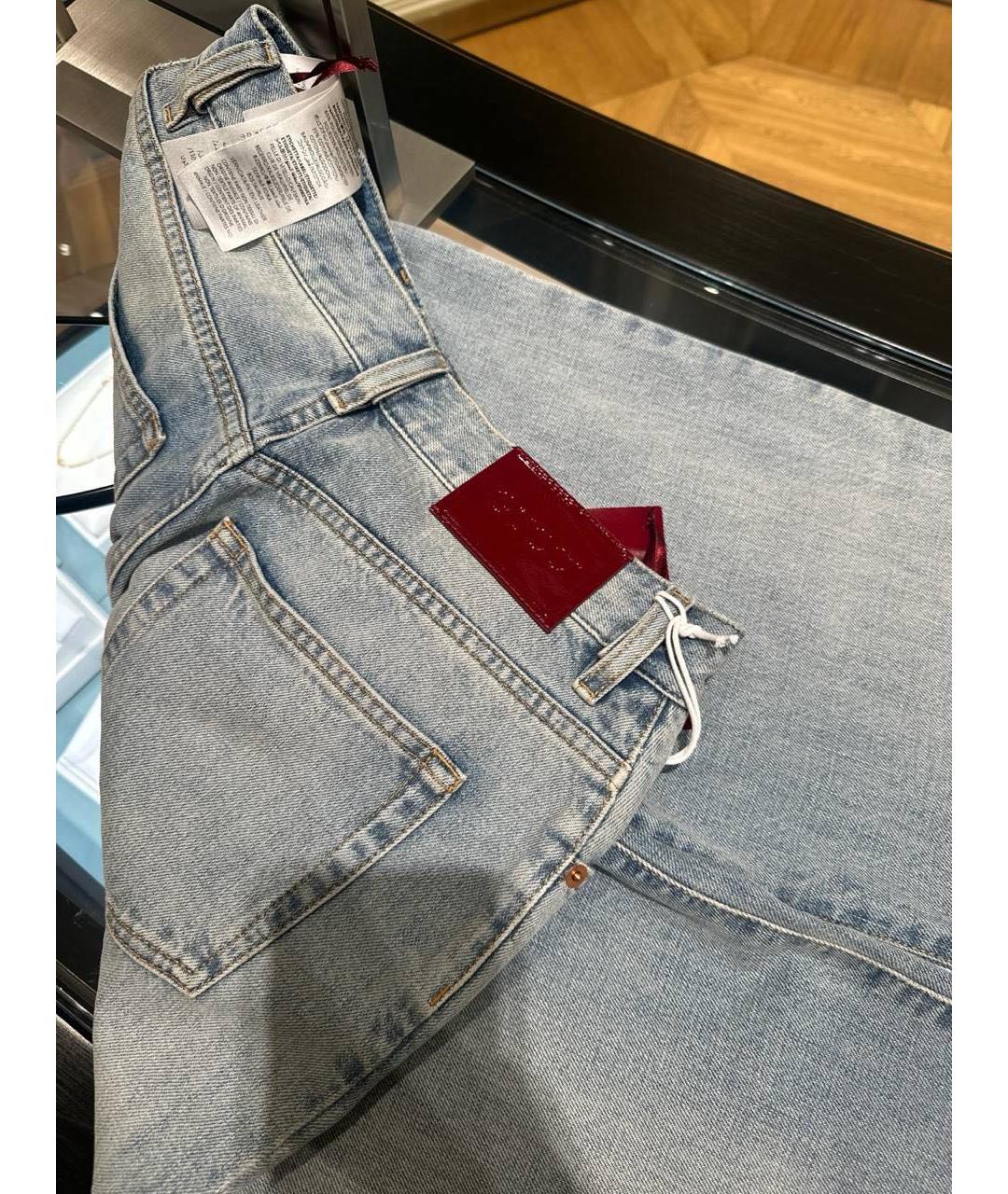 GUCCI Голубые хлопковые прямые джинсы, фото 3
