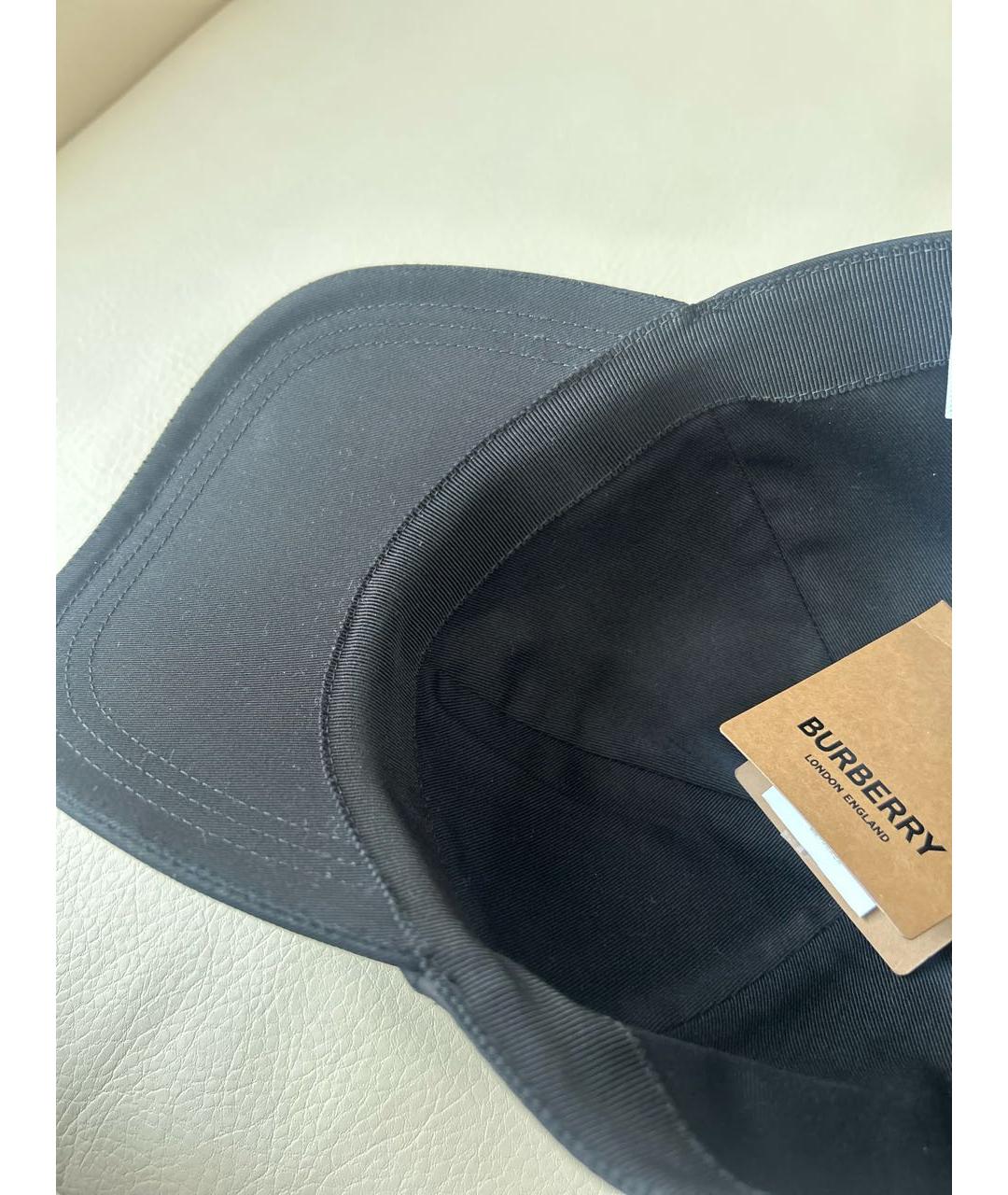 BURBERRY Черная хлопковая кепка, фото 4