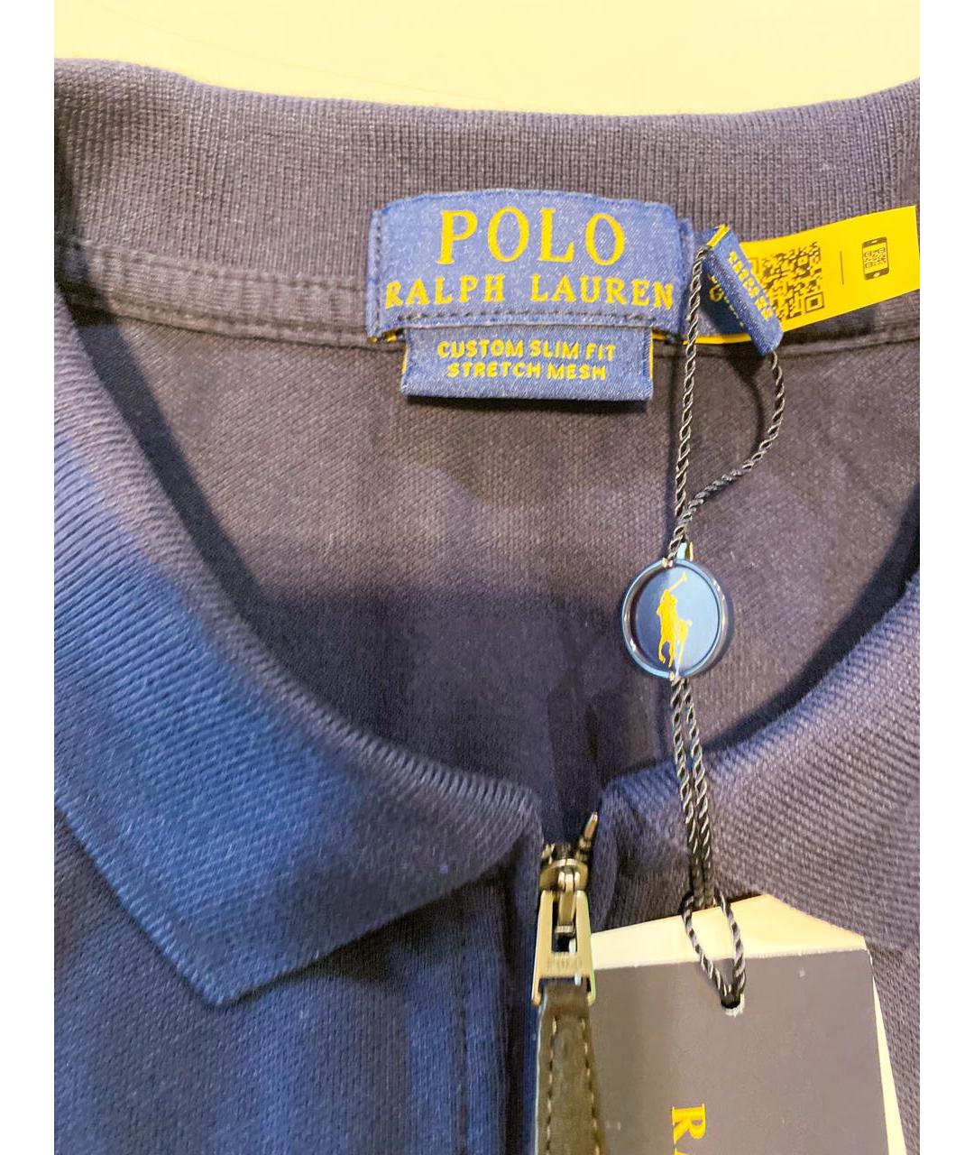 POLO RALPH LAUREN Синее хлопковое поло с коротким рукавом, фото 4