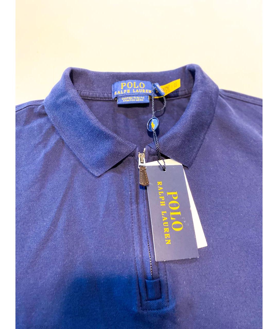 POLO RALPH LAUREN Синее хлопковое поло с коротким рукавом, фото 3