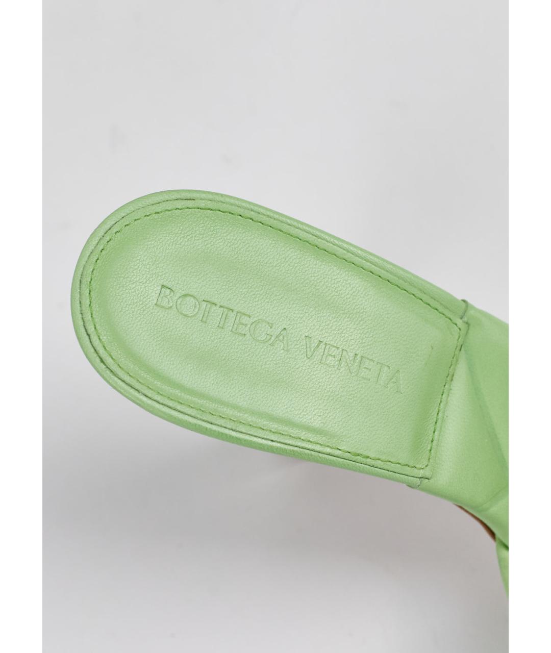 BOTTEGA VENETA Зеленые кожаные мюли, фото 5