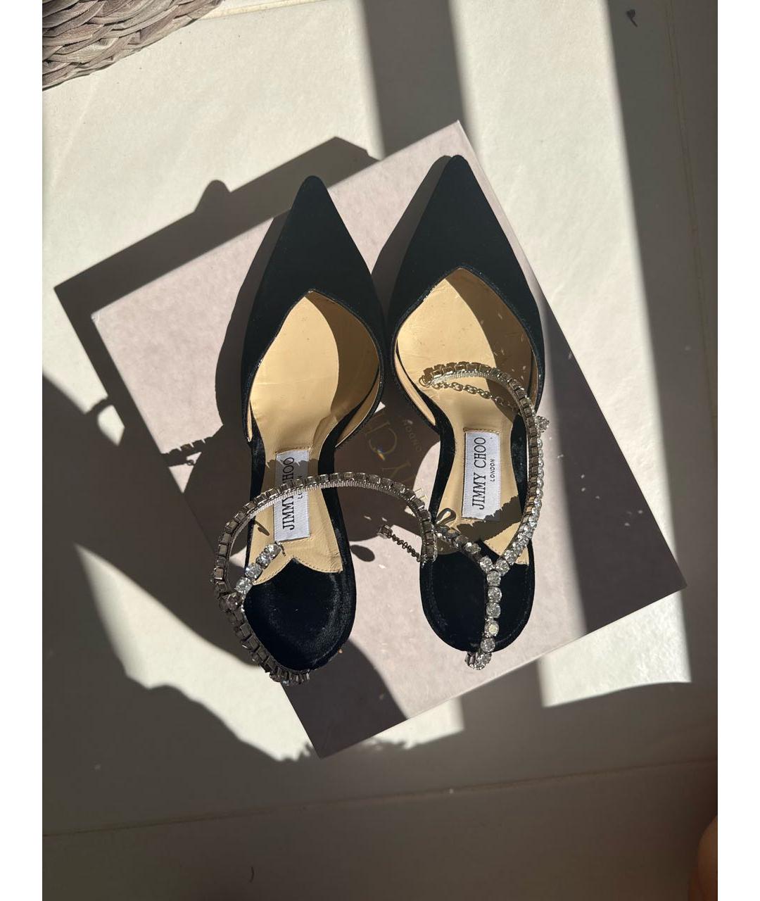 JIMMY CHOO Черные бархатные туфли, фото 4