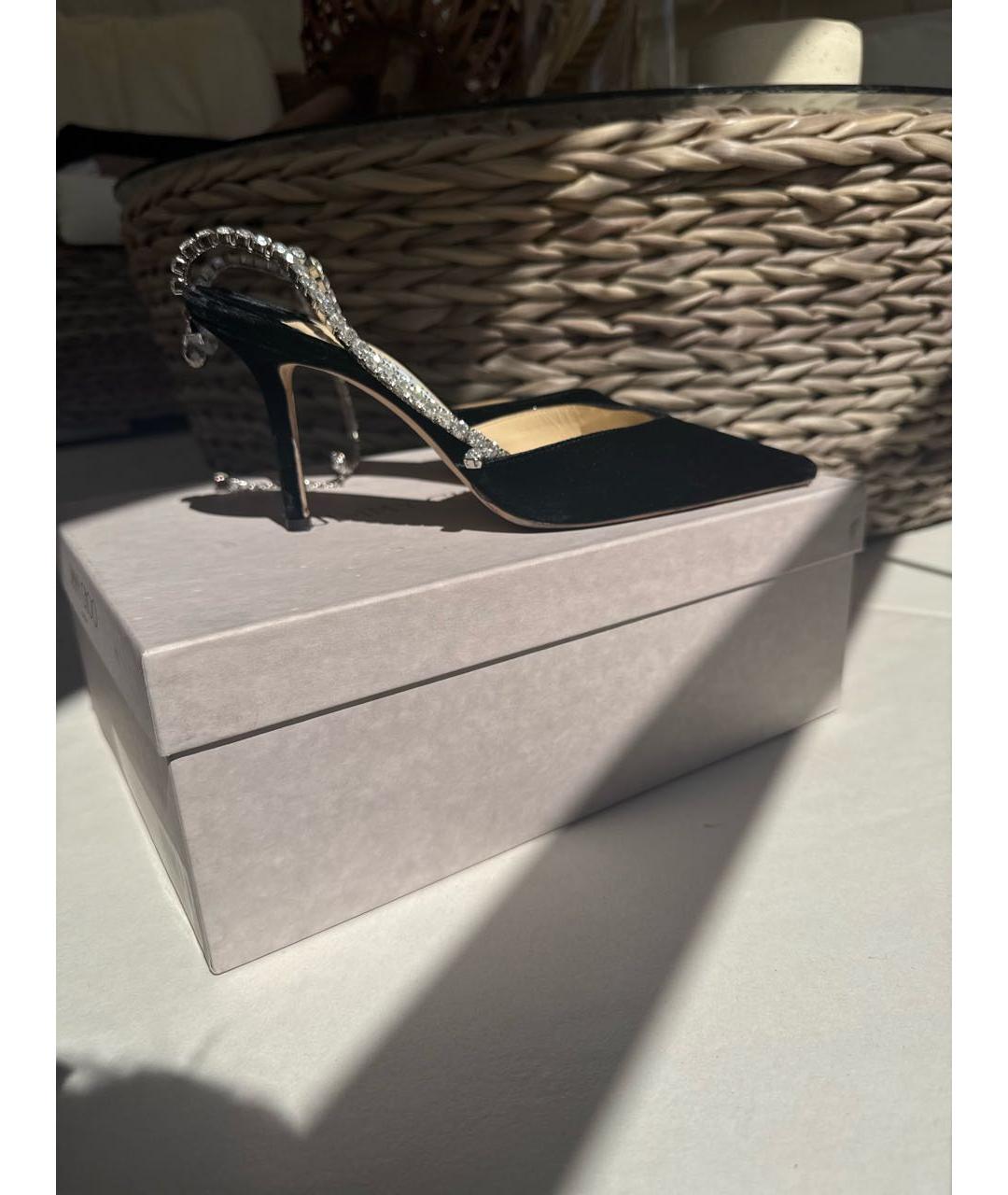 JIMMY CHOO Черные бархатные туфли, фото 7