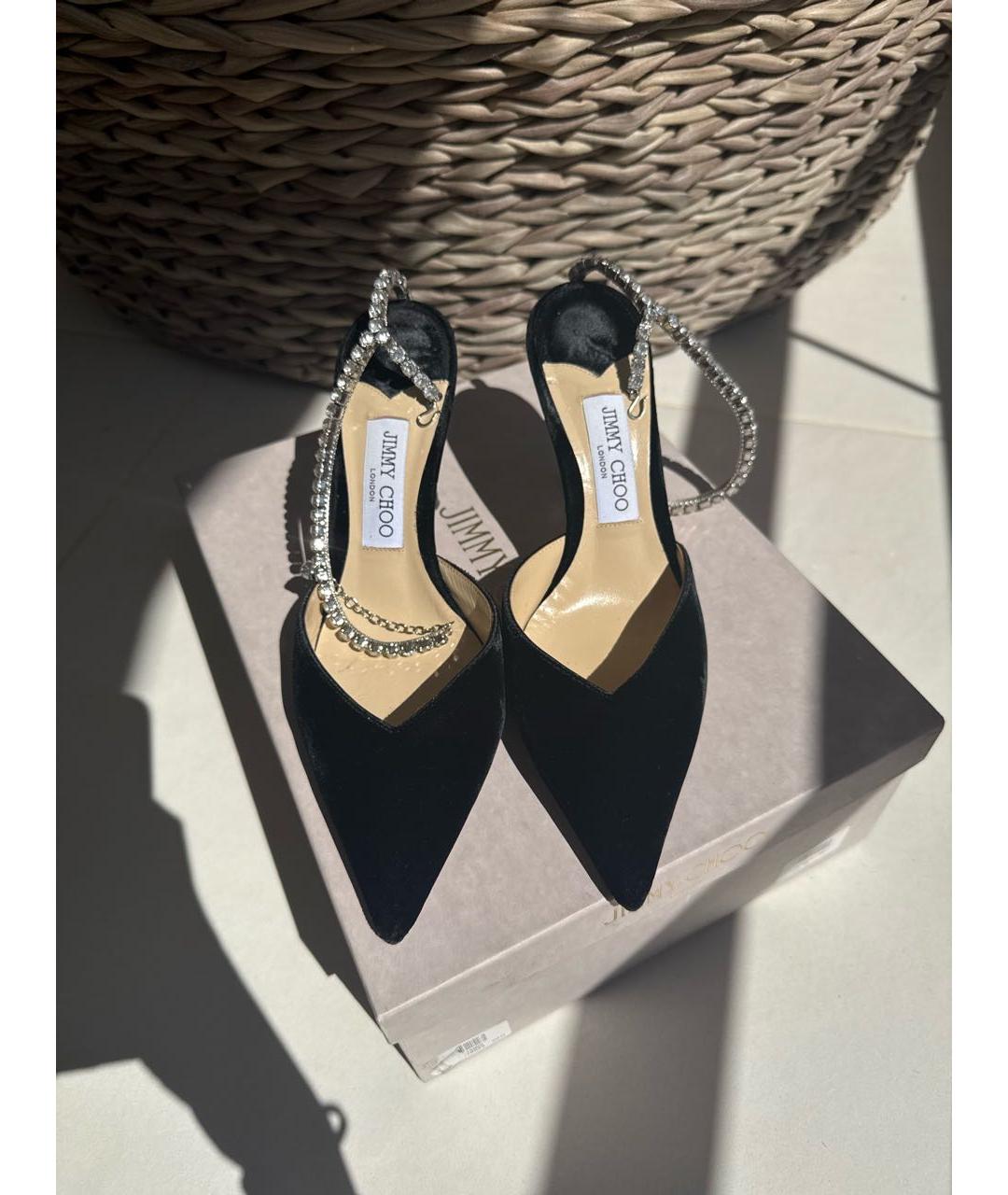 JIMMY CHOO Черные бархатные туфли, фото 2