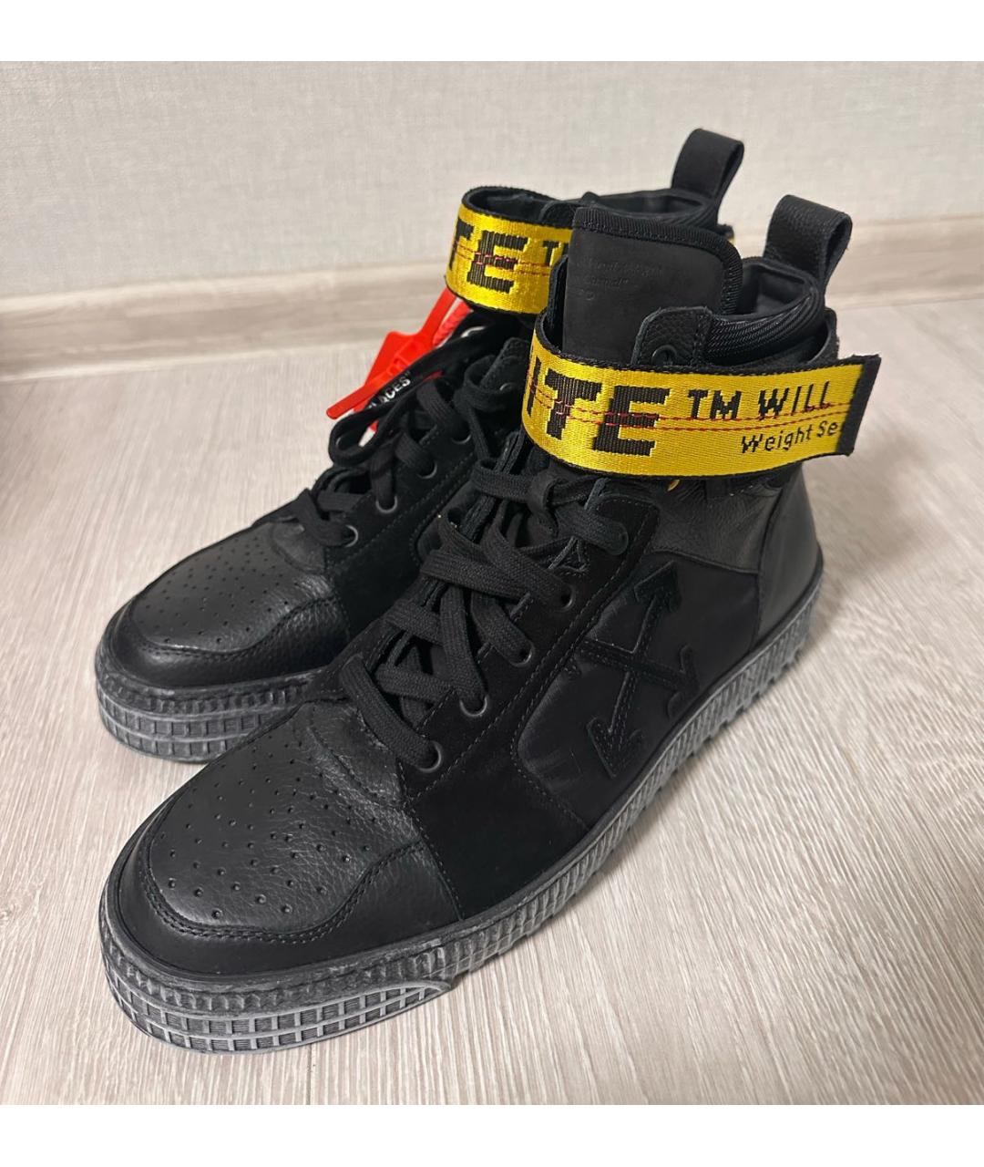 OFF-WHITE Черные кожаные высокие ботинки, фото 5