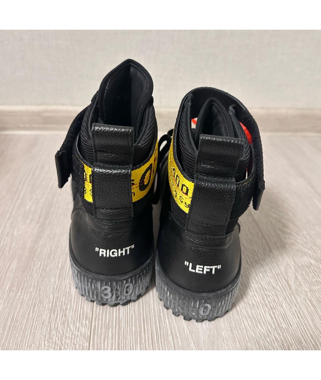 OFF-WHITE Черные кожаные высокие ботинки, фото 3