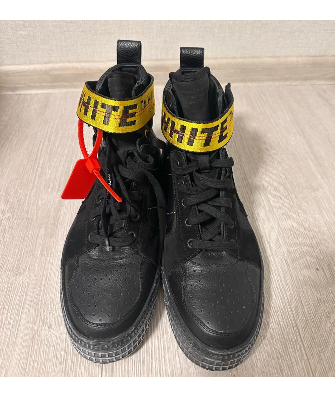 OFF-WHITE Черные кожаные высокие ботинки, фото 2