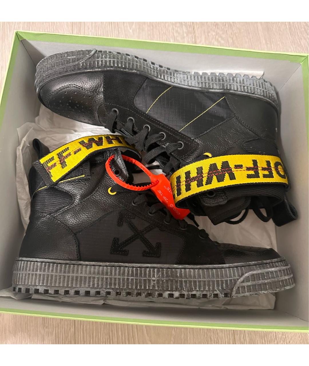 OFF-WHITE Черные кожаные высокие ботинки, фото 4