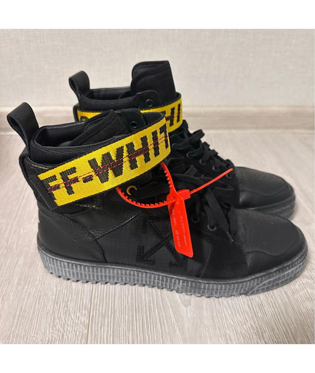 OFF-WHITE Черные кожаные высокие ботинки, фото 9