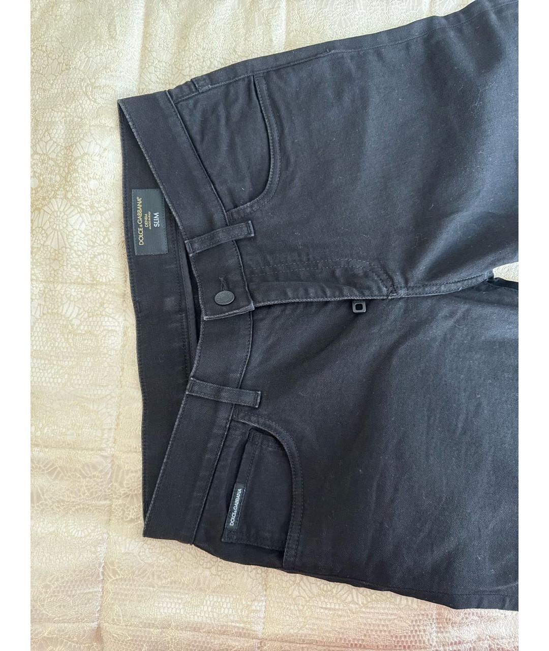 DOLCE&GABBANA Черные хлопковые прямые джинсы, фото 3