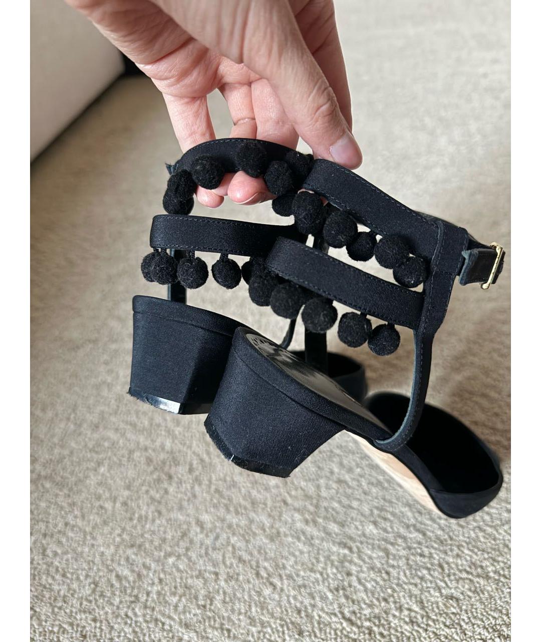 MANOLO BLAHNIK Черные текстильные босоножки, фото 4