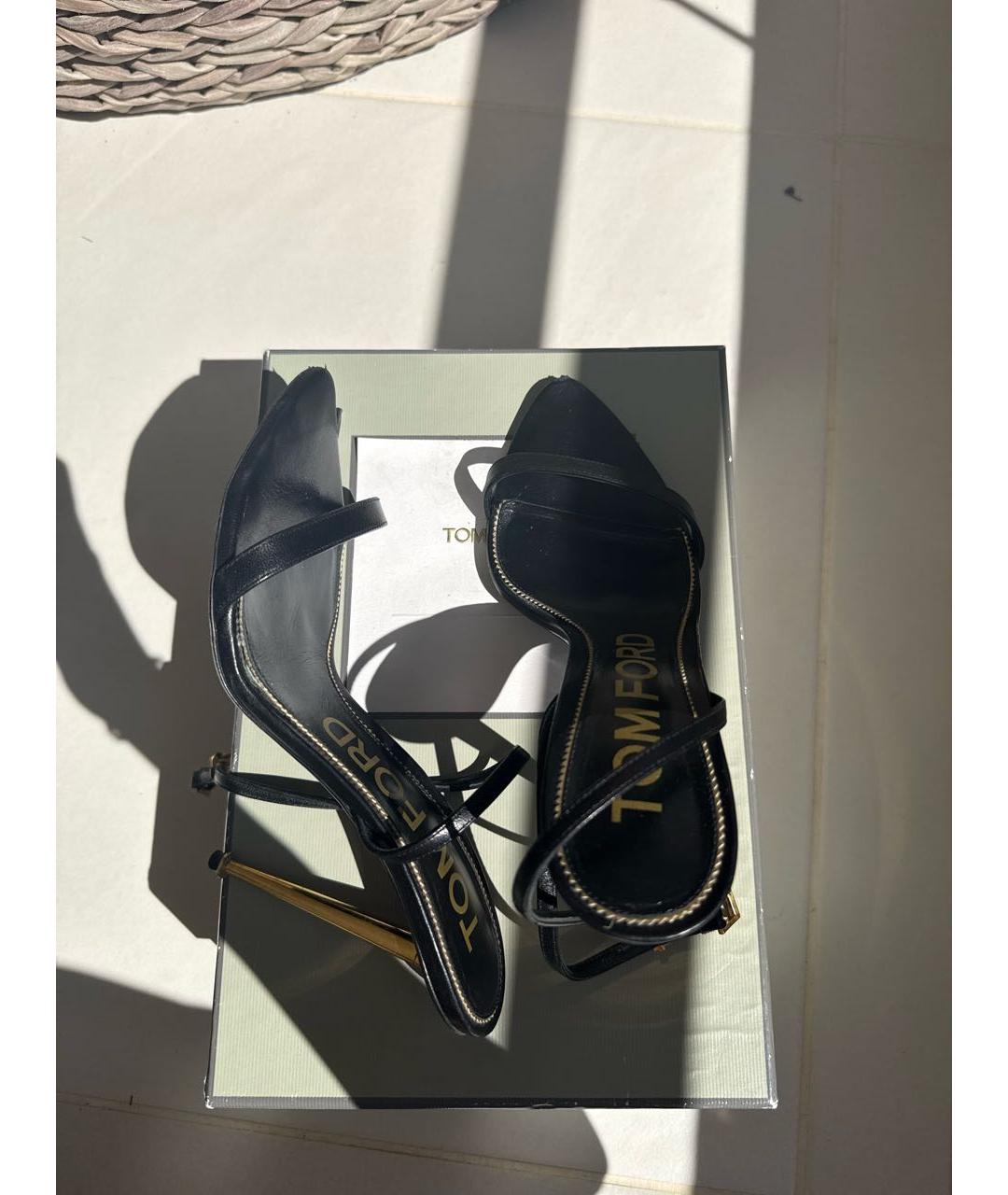 TOM FORD Черные кожаные босоножки, фото 3