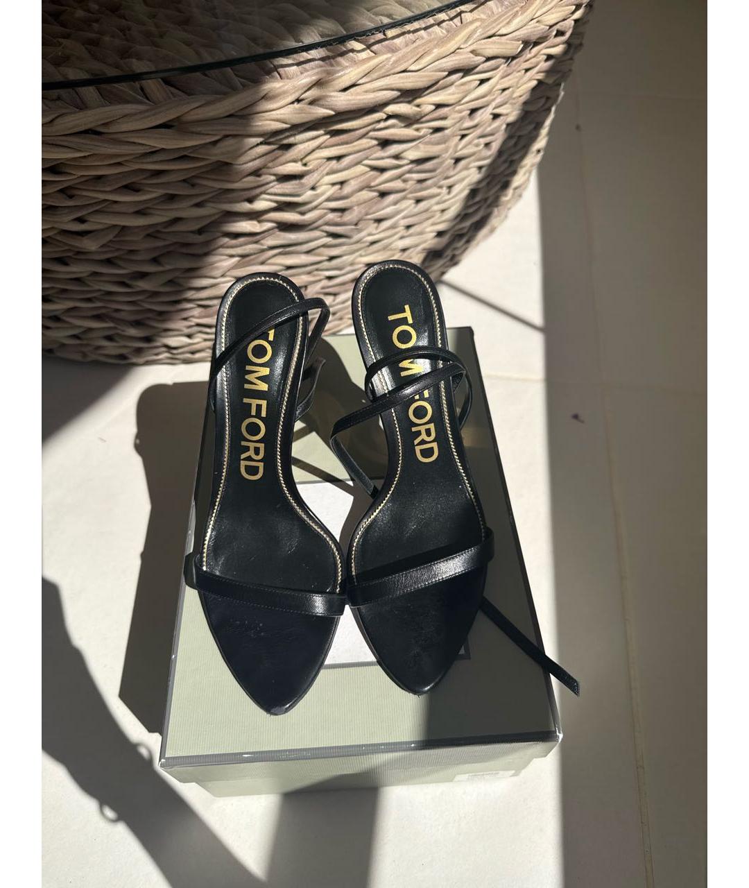 TOM FORD Черные кожаные босоножки, фото 2