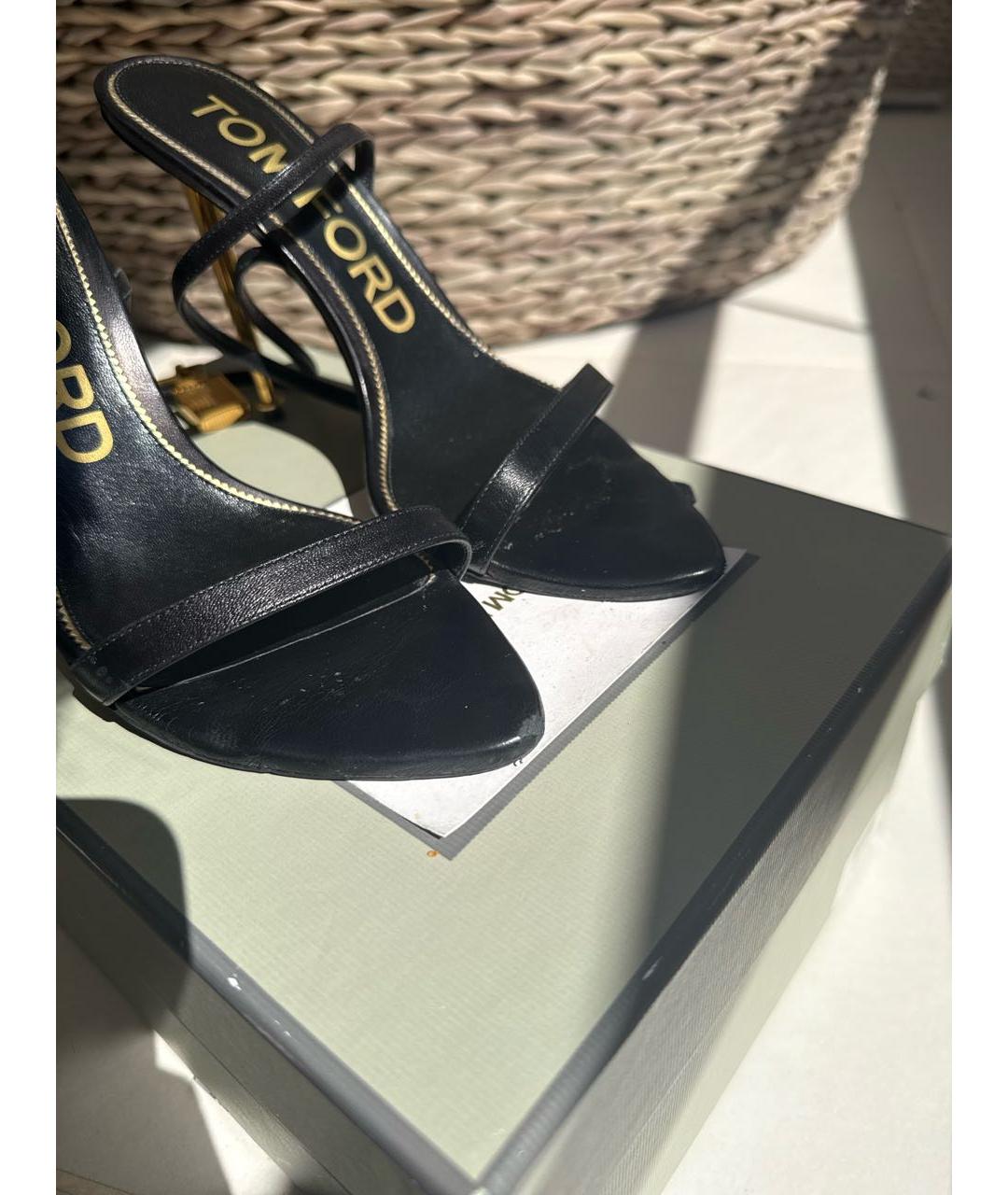 TOM FORD Черные кожаные босоножки, фото 5