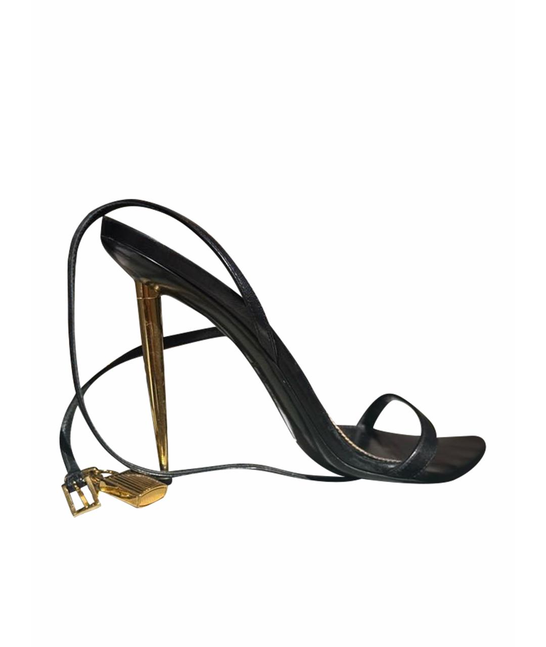 TOM FORD Черные кожаные босоножки, фото 1