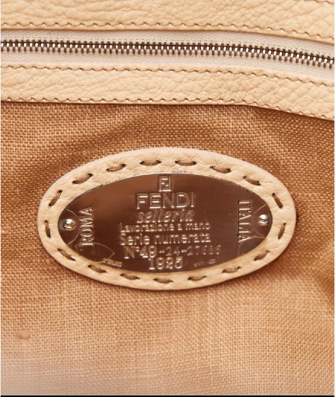 FENDI Бежевая кожаная сумка тоут, фото 6