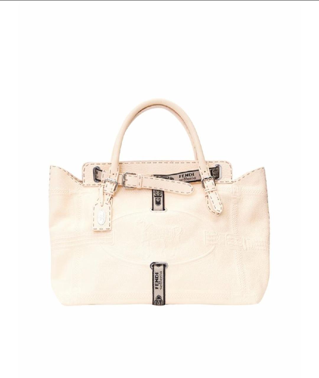 FENDI Бежевая кожаная сумка тоут, фото 3