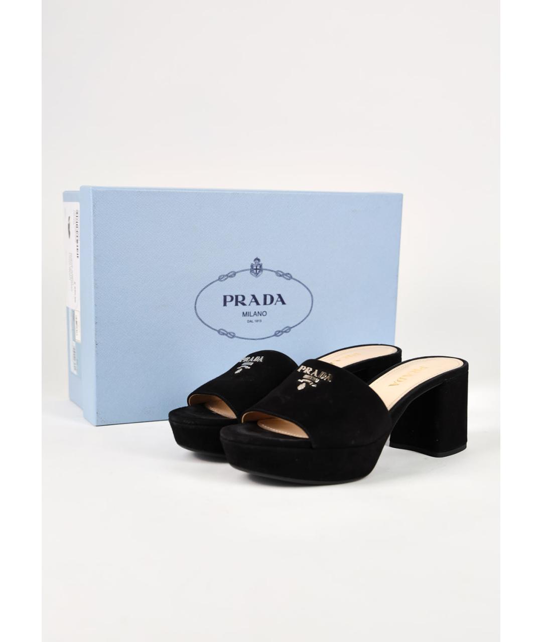 PRADA Черные замшевые сабо, фото 6