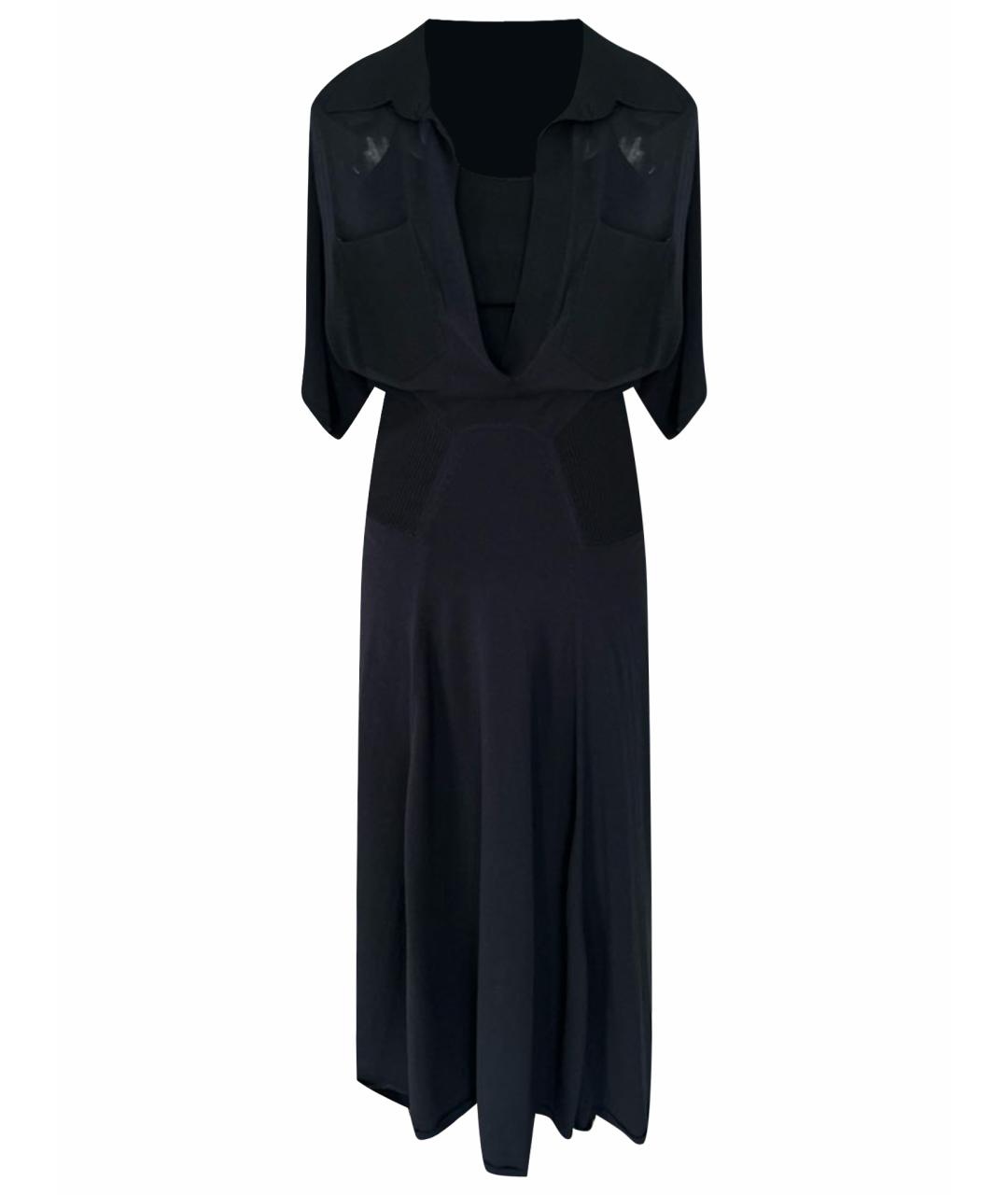 VICTORIA BECKHAM Черное хлопко-эластановое платье, фото 1