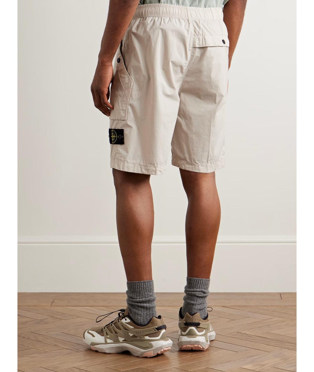 STONE ISLAND Бежевые хлопковые шорты, фото 2