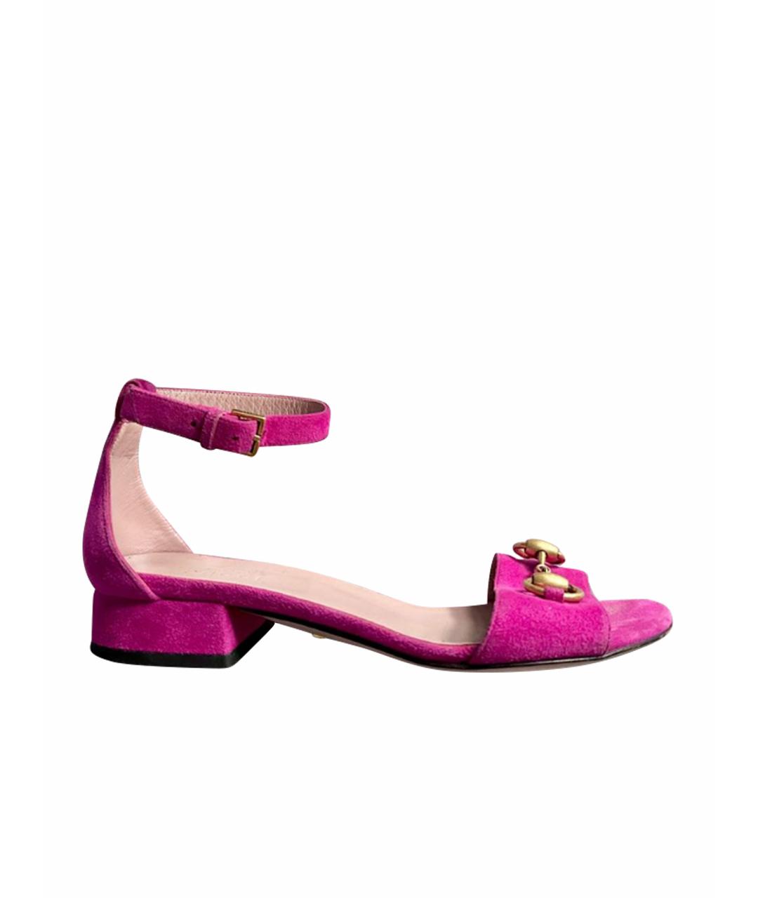 GUCCI Фуксия замшевые босоножки, фото 1