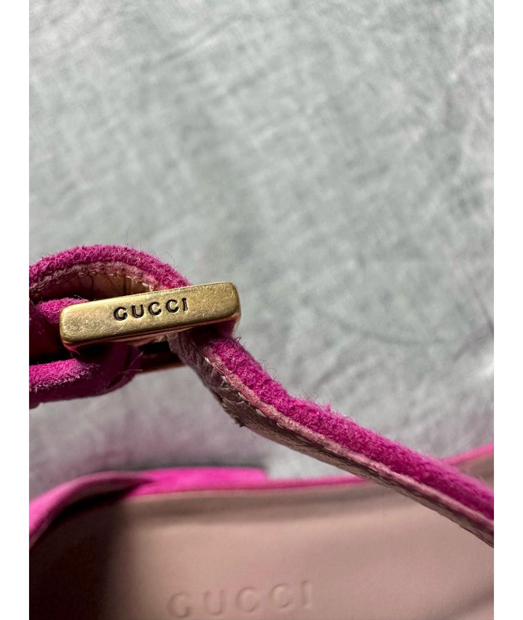 GUCCI Фуксия замшевые босоножки, фото 7