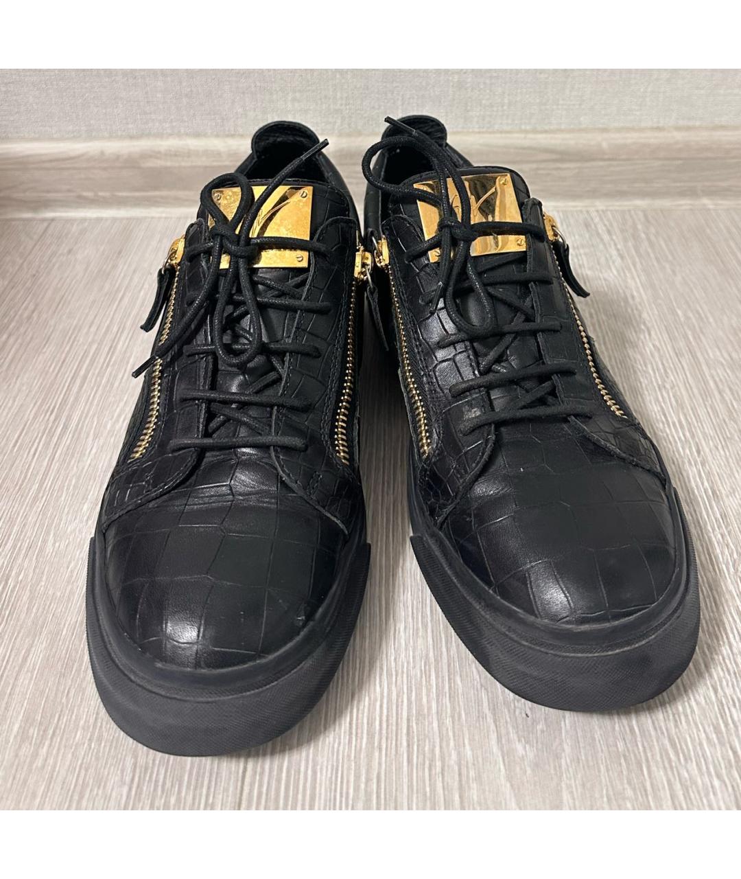 GIUSEPPE ZANOTTI DESIGN Черные кожаные низкие кроссовки / кеды, фото 2