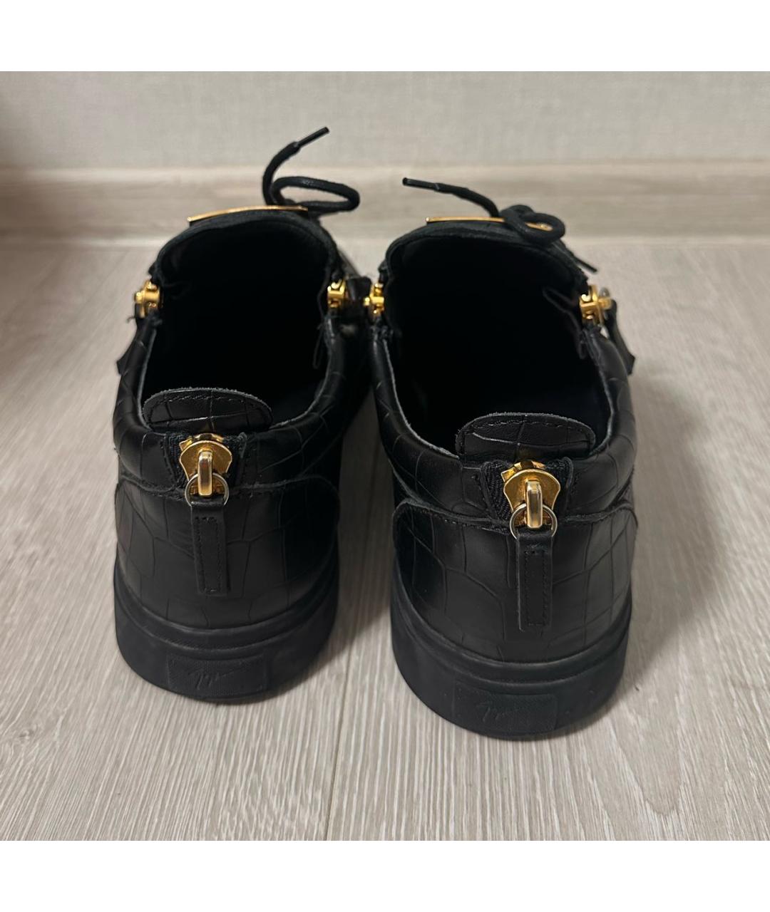 GIUSEPPE ZANOTTI DESIGN Черные кожаные низкие кроссовки / кеды, фото 3