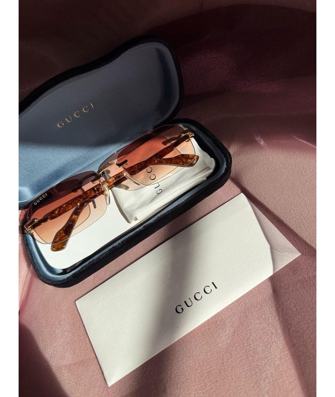 GUCCI Коричневые металлические солнцезащитные очки, фото 4