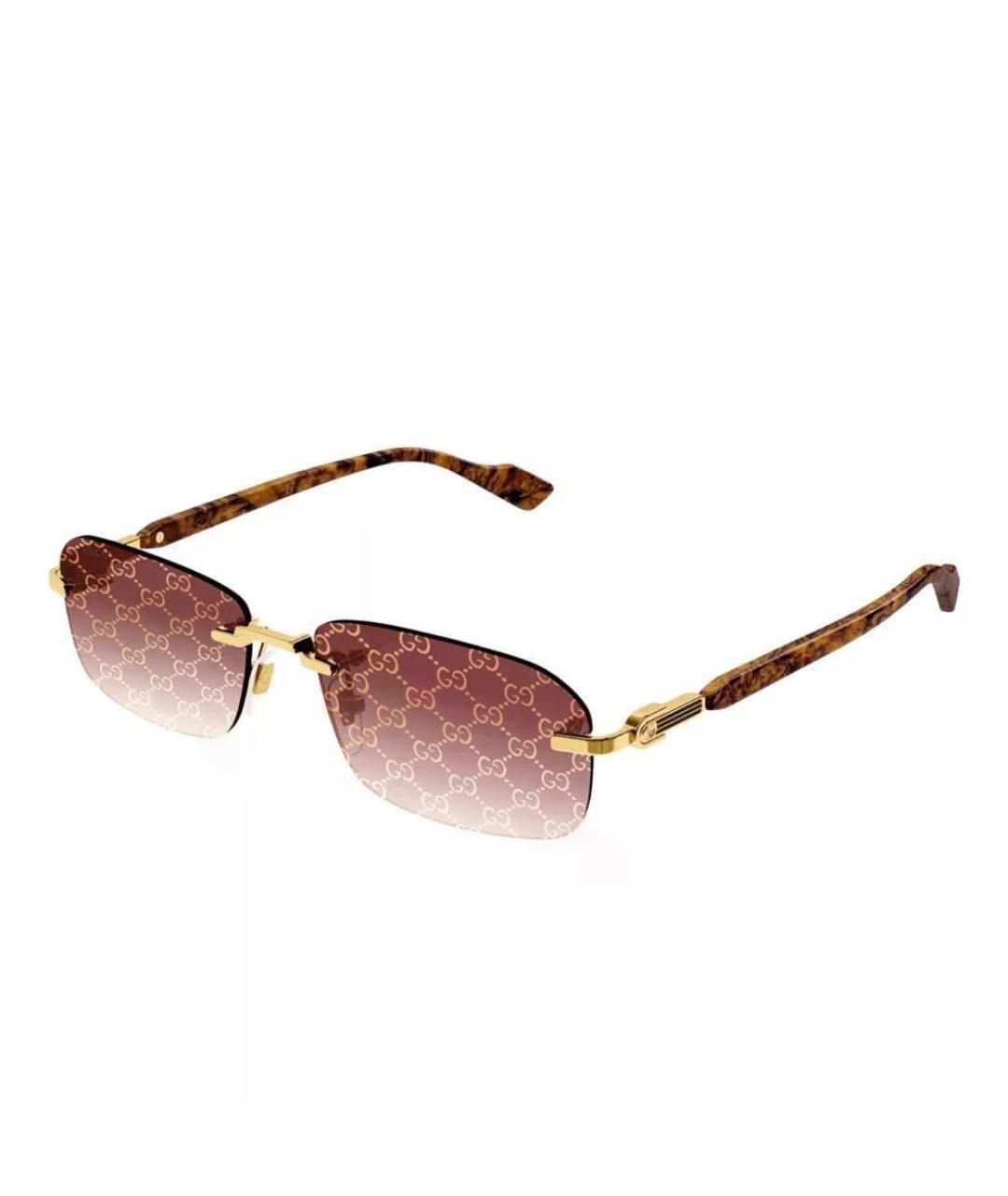 GUCCI Коричневые металлические солнцезащитные очки, фото 5