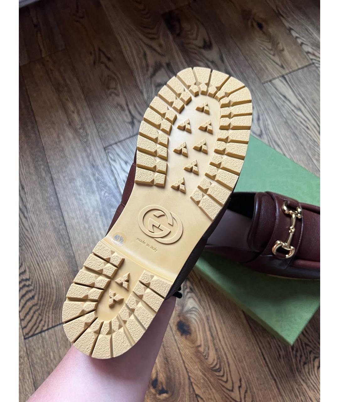 GUCCI Коричневые кожаные мюли, фото 4