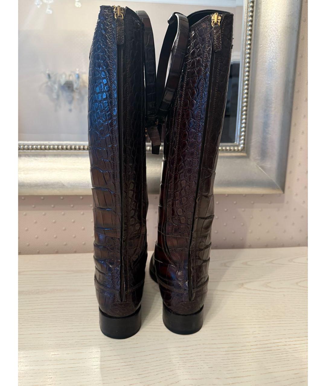 GUCCI Коричневые сапоги из экзотической кожи, фото 3