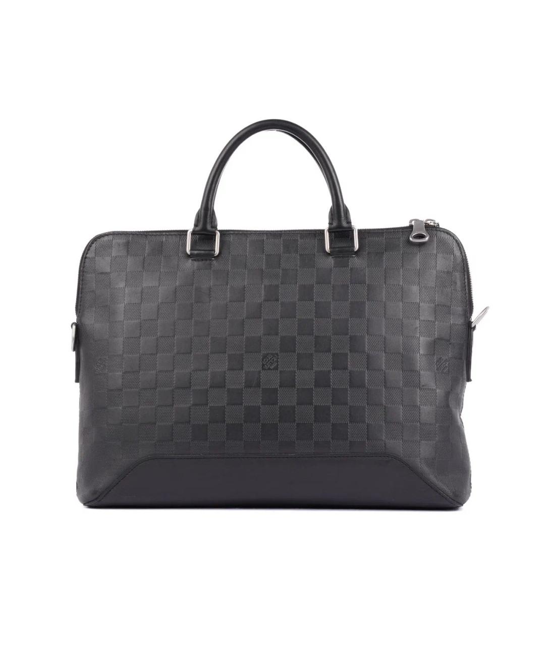 LOUIS VUITTON Черный кожаный портфель, фото 2
