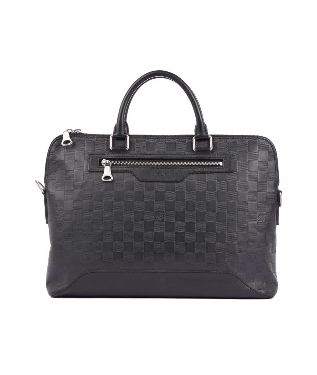 LOUIS VUITTON Черный кожаный портфель, фото 8