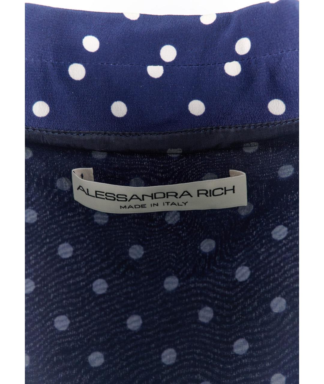 ALESSANDRA RICH Синее шелковое повседневное платье, фото 4