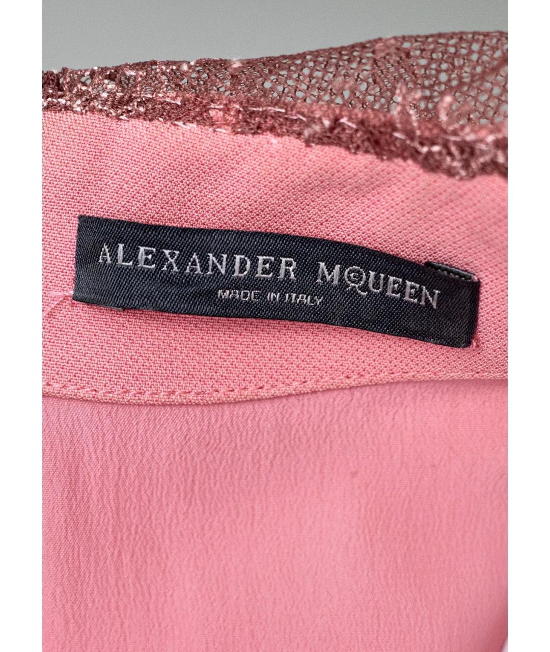 ALEXANDER MCQUEEN Розовое ацетатное повседневное платье, фото 5
