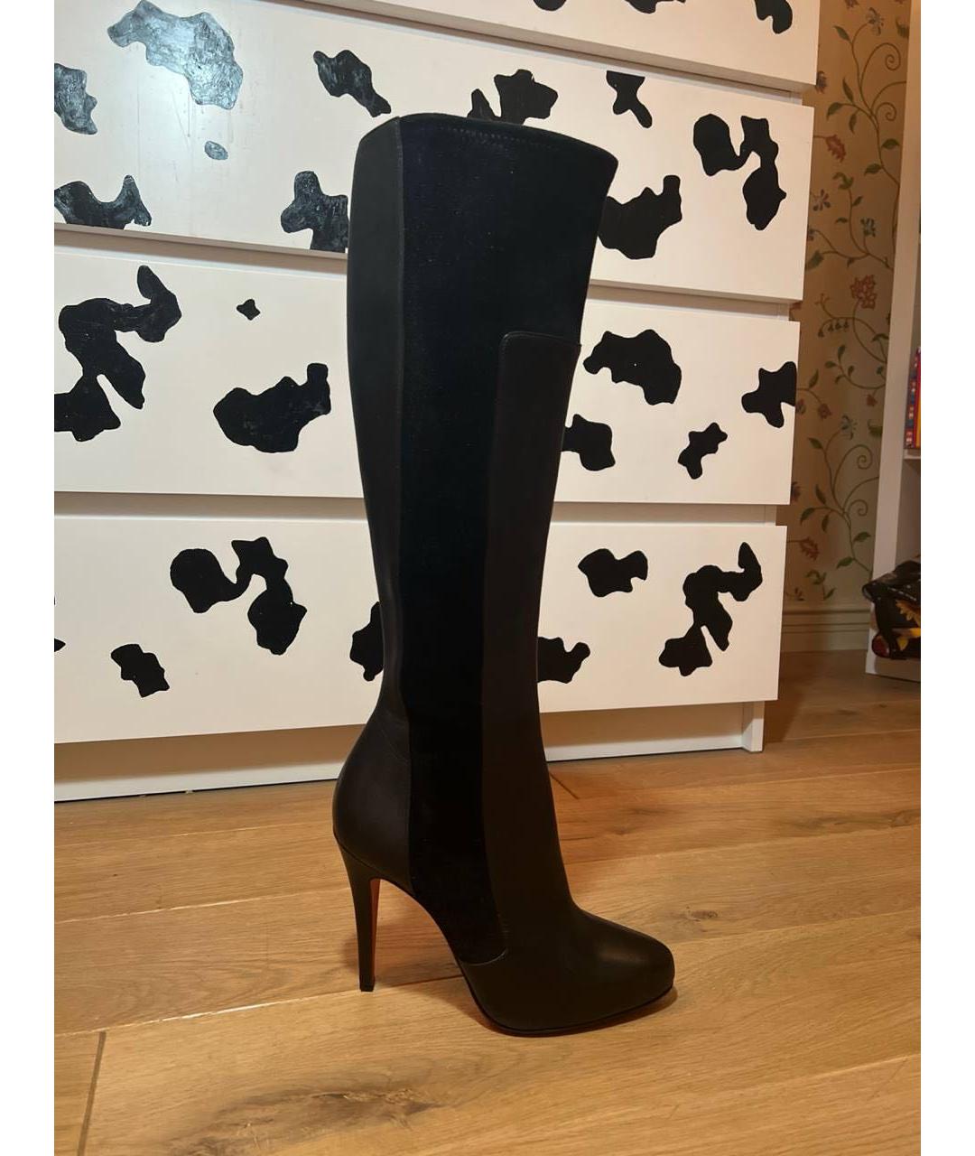CHRISTIAN LOUBOUTIN Черные кожаные сапоги, фото 7