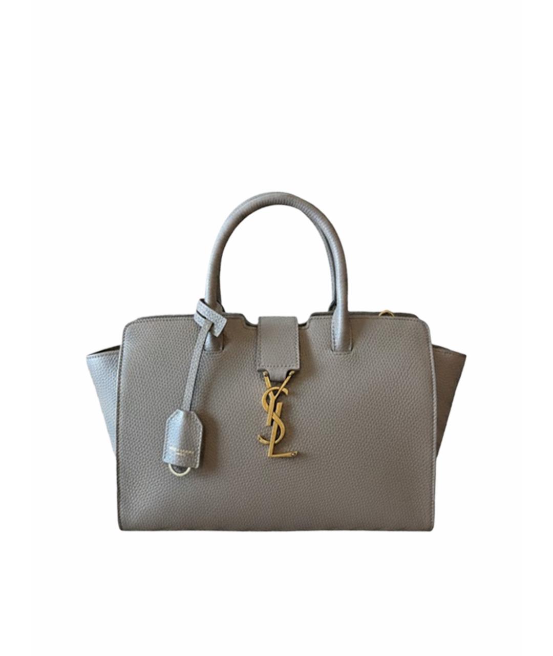 SAINT LAURENT Бежевая кожаная сумка с короткими ручками, фото 1